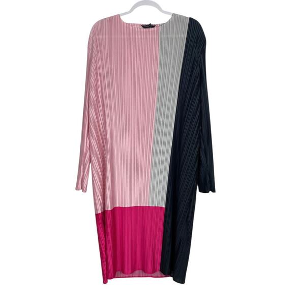Ming Wang Colorblocked Knee-Length Dress Perfect Pink XL Beachy Artsy Boho Chic - Picture 6 of 14